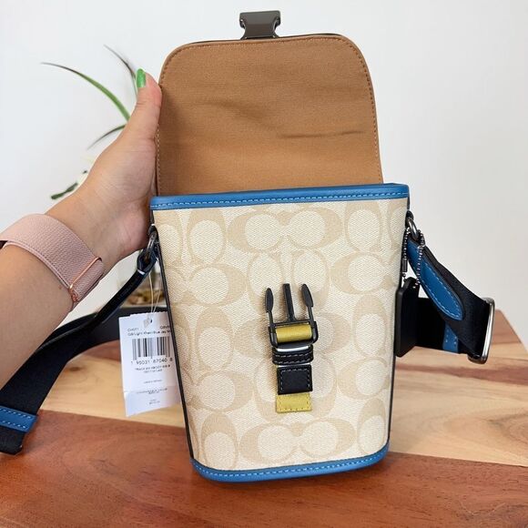 NWT Coach Track Small Flap‎ Crossbody In Colorblock Signature Canvas - Picture 6 of 8